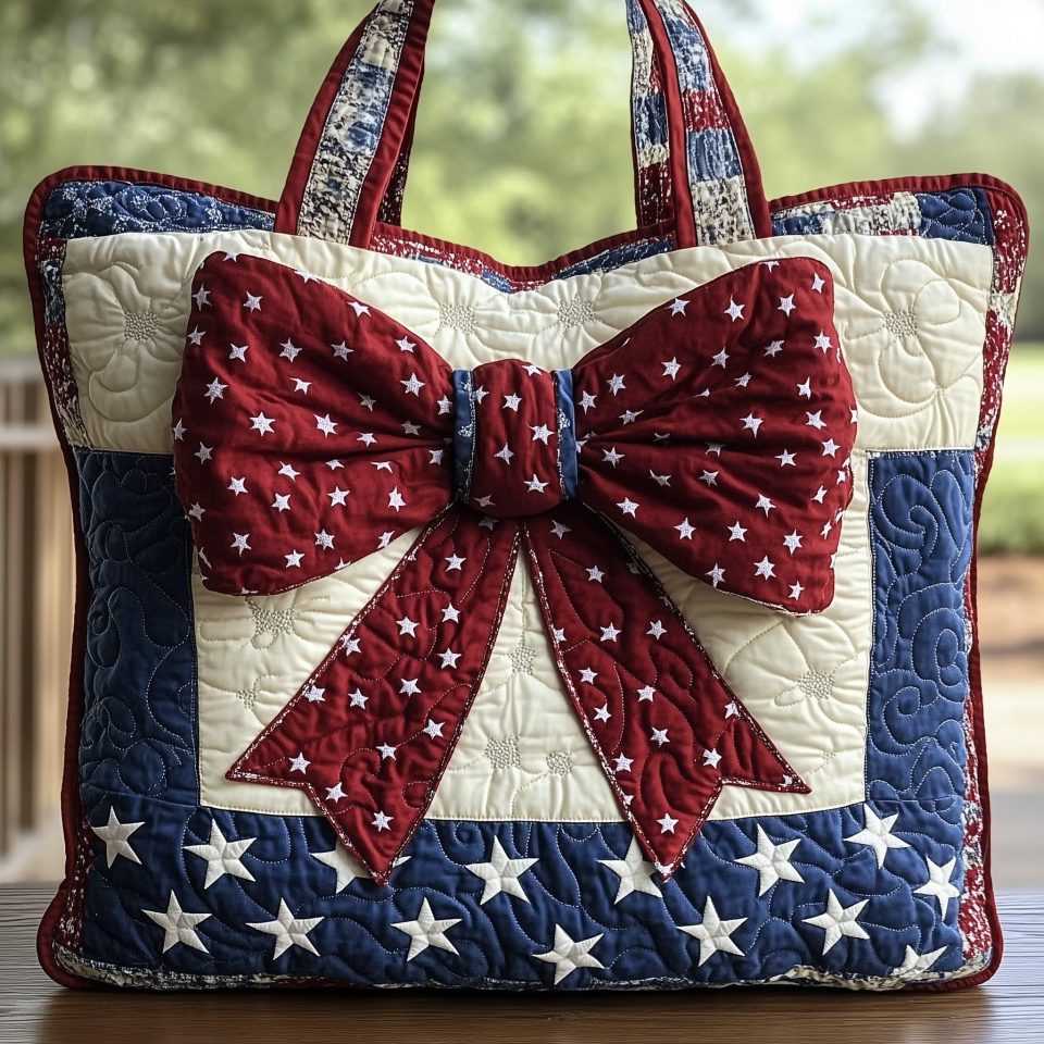 Patriotic Bow Quilted Tote Bag GFTOHD8002